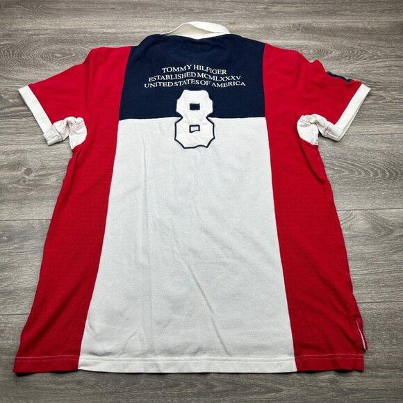 Tommy Hilfiger American Classics Flag Embroidered Polo Shirt Men's XXL RARE Y2K - Picture 8 of 15